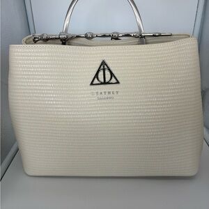 Loungefly Harry Potter Deathly Hallows Elder Wand Raffia Texture Cream Handbag